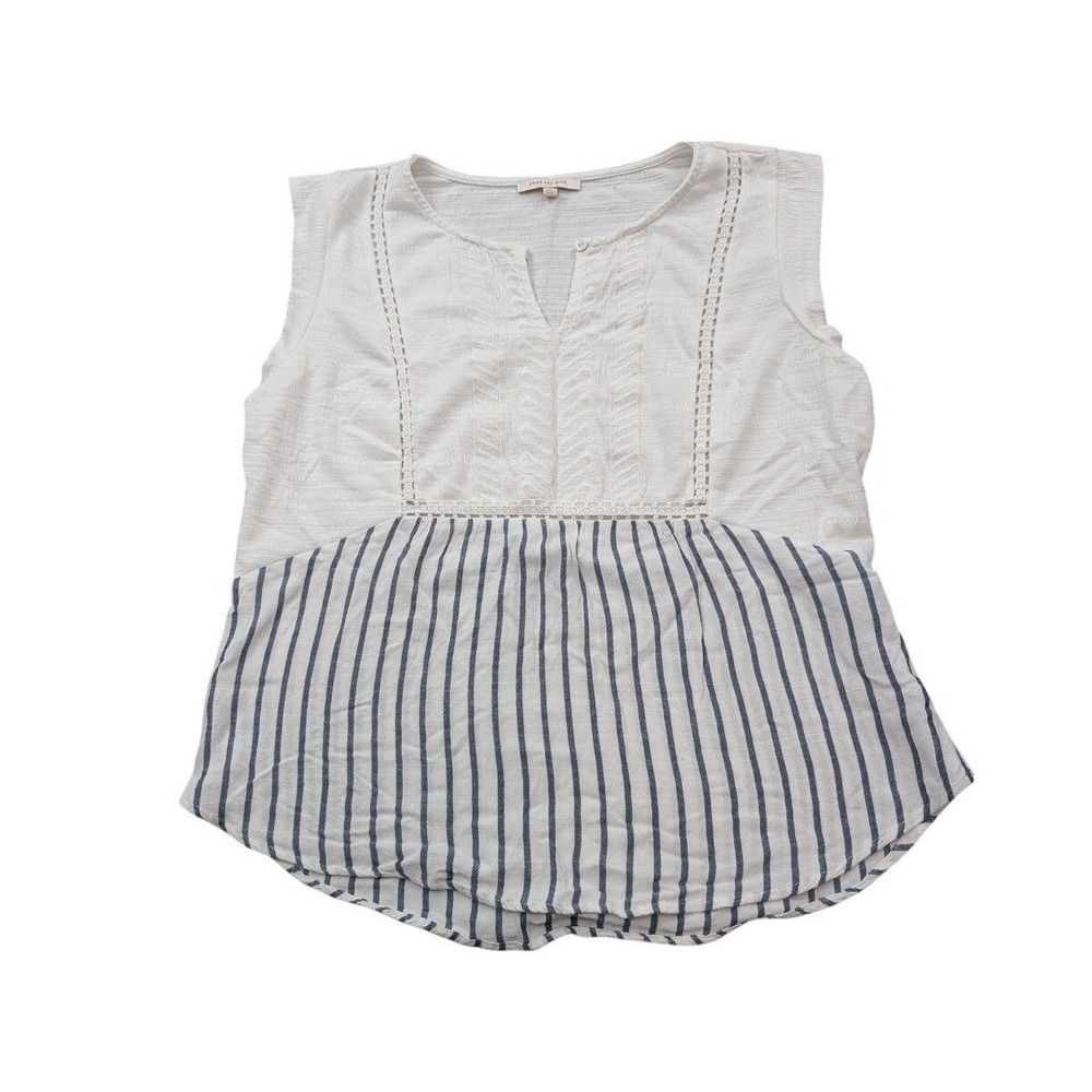White and Blue Striped Sleeveless Top